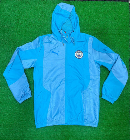 Manchester City Blue Windbreaker Jacket (With Hood) 2024/25